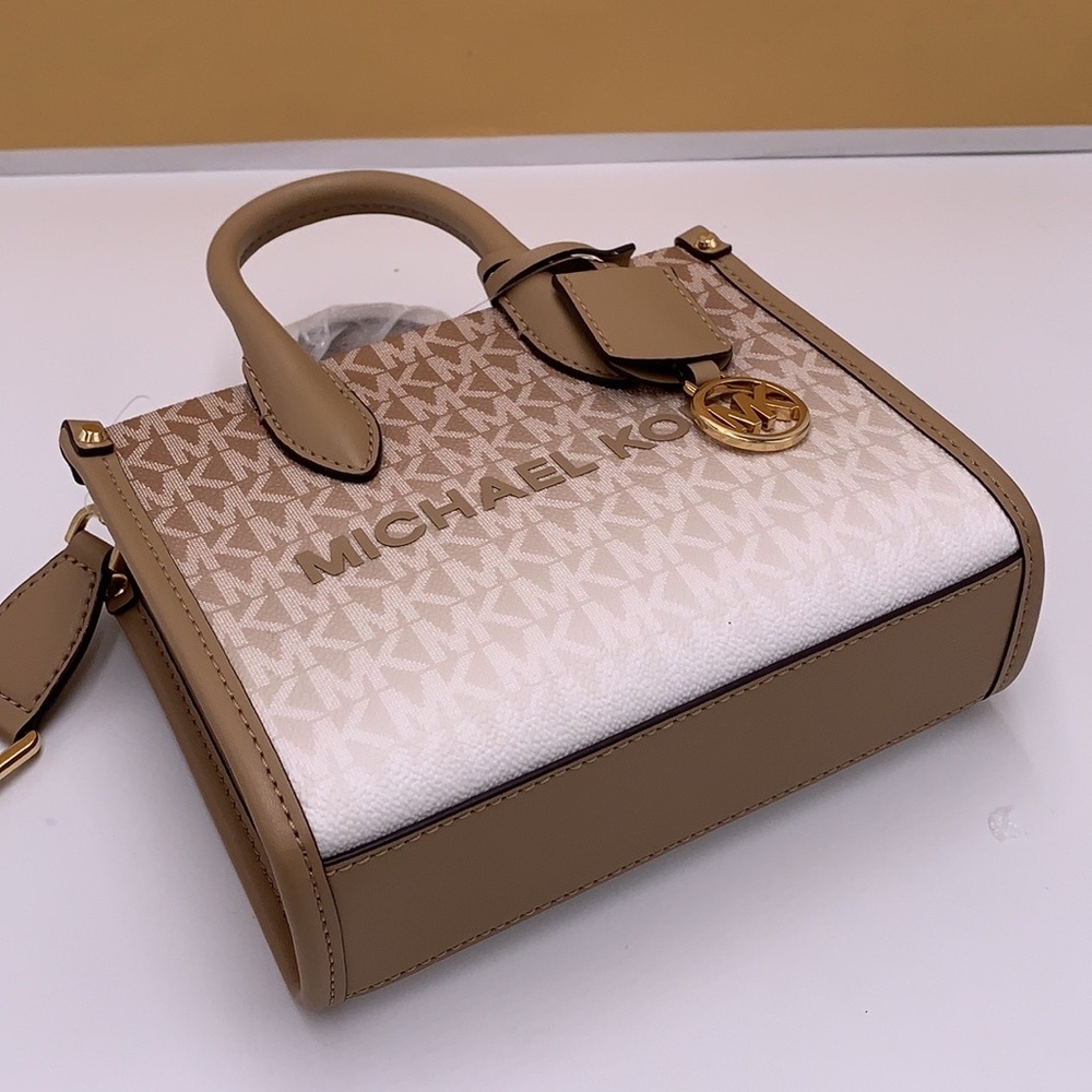 Michael Kors Mirella Extra-Small Ombré Logo Crossbody XBODY ShopperBag Camel NWT - Picture 15 of 16
